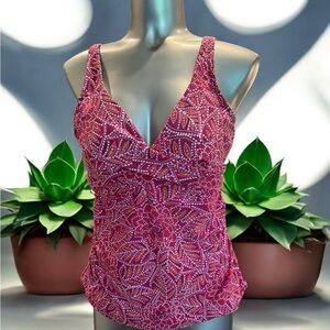 Christina Pink and Orange Rauched Tankini